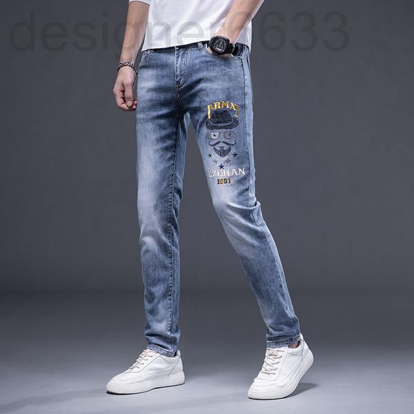 men's jeans designer 0 spring and summer doll diamond fashion elastic slim fit small straight leg long pants vly3, Blue
men's jeans designer 0 spring and summer doll diamond fashion elastic slim fit small straight leg long pants vly3, Blue