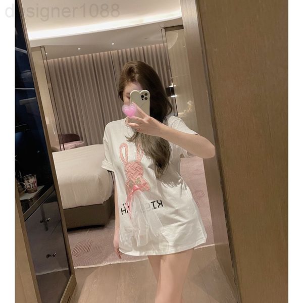 women's t-shirt designer niche 22ss spring and summer new net gauze drill bow rabbit t short sleeve ufqt, White
women's t-shirt designer niche 22ss spring and summer new net gauze drill bow rabbit t short sleeve ufqt, White