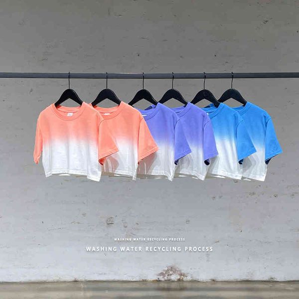 women's t-shirt summer ins wash hanging dye gradient contrast color short t-shirt women's hip hop navel exposed spice girls', White
women's t-shirt summer ins wash hanging dye gradient contrast color short t-shirt women's hip hop navel exposed spice girls', White
