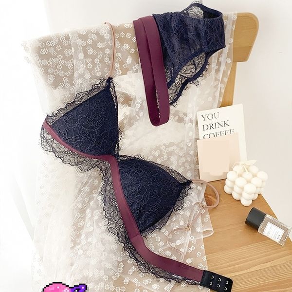 women no steel ring wire bra lace lash floral briefs underwear triangle cup young girls underwear intimates lingerie y200415, Red;black
women no steel ring wire bra lace lash floral briefs underwear triangle cup young girls underwear intimates lingerie y200415, Red;black