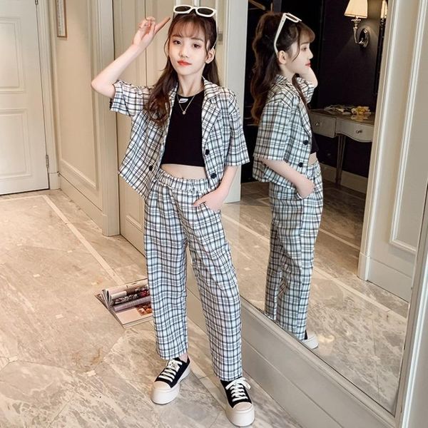 clothing sets summer girl suit 2022 korean version of children's plaid short-sleeved + pants big kids 2-piece set, White
clothing sets summer girl suit 2022 korean version of children's plaid short-sleeved + pants big kids 2-piece set, White