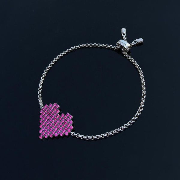 link, chain ol style fashion charm silver chains bangle bracelets high-grade fine purple red cz heart bracelet for women, Black
link, chain ol style fashion charm silver chains bangle bracelets high-grade fine purple red cz heart bracelet for women, Black