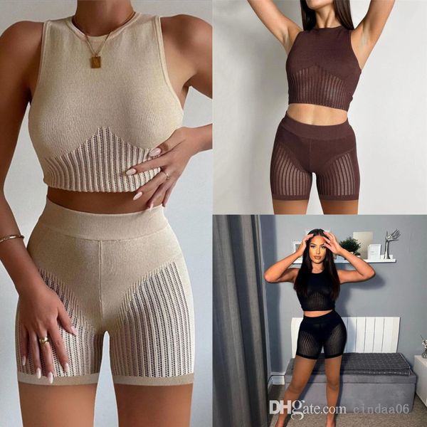 2022 summer tracksuits two piece women set designer clothing perspective rib knitted sleeveless vest high waist slim shorts outfits, Gray
2022 summer tracksuits two piece women set designer clothing perspective rib knitted sleeveless vest high waist slim shorts outfits, Gray