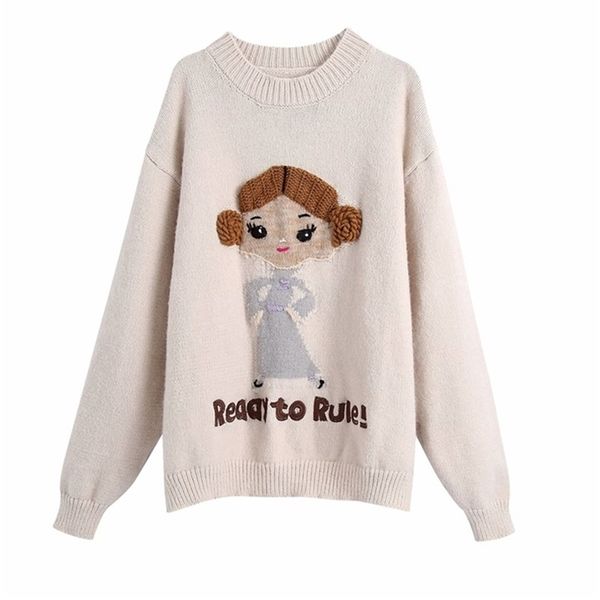 women autumn winter loose pullovers sweater long sleeve o neck character knitted female sweet street fashion sweaters 210513, White;black
women autumn winter loose pullovers sweater long sleeve o neck character knitted female sweet street fashion sweaters 210513, White;black