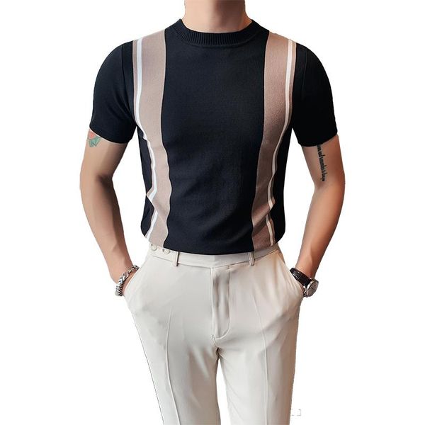 men's sweaters british style spring vertical stripes sweater men clothing fashion 2022 short sleeve casual slim fit pullovers, White;black
men's sweaters british style spring vertical stripes sweater men clothing fashion 2022 short sleeve casual slim fit pullovers, White;black