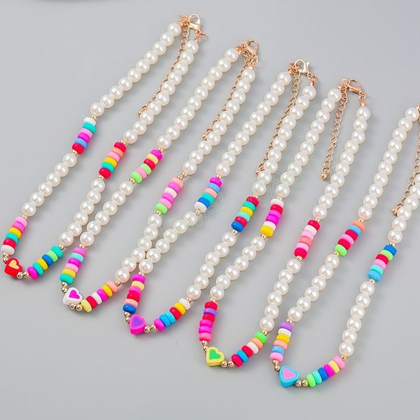 summer rainbow soft pottery pearl beaded necklace for women colorful heart collar polymer clay choker boho fashion jewelry, Golden;silver
summer rainbow soft pottery pearl beaded necklace for women colorful heart collar polymer clay choker boho fashion jewelry, Golden;silver
