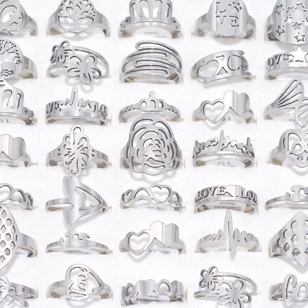 bulk lots 50pcs style mix silver plated stainless steel rings women men heart butterfly corwn flower trendy charm wedding party lover gifts
bulk lots 50pcs style mix silver plated stainless steel rings women men heart butterfly corwn flower trendy charm wedding party lover gifts