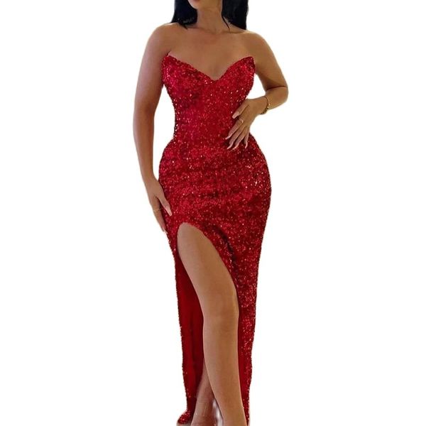 sequines long mermaid evening dresses night formal prom formal split party gowns 2023 plus size, Black;red
sequines long mermaid evening dresses night formal prom formal split party gowns 2023 plus size, Black;red