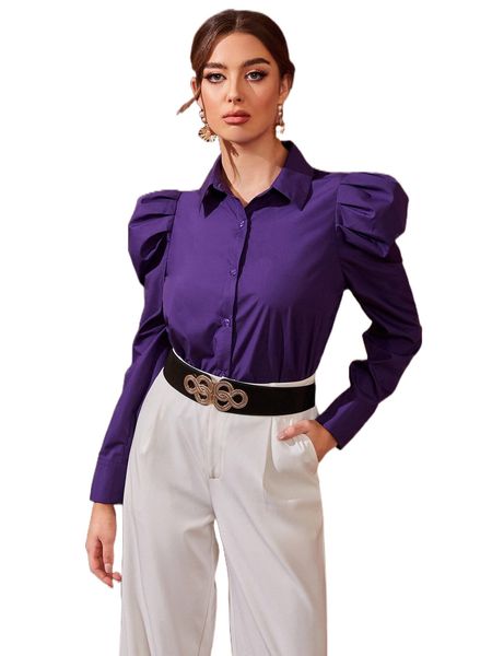 gigot sleeve solid blouse 97fs#, White
gigot sleeve solid blouse 97fs#, White