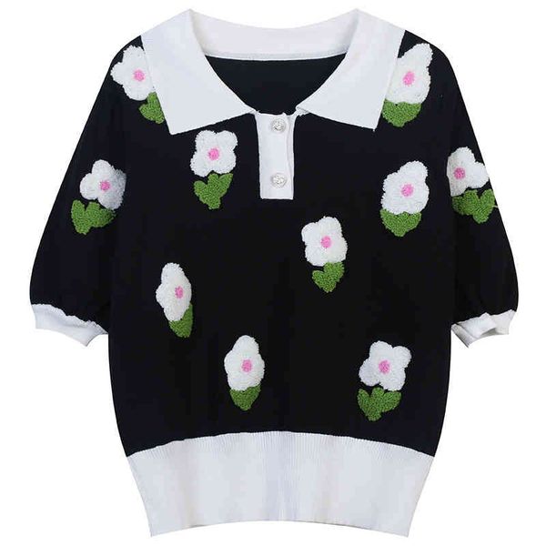 women's sweaters soft waxy sweater 2022 spring color contrast flower jacquard lapel two button sweet age reducing pullover 42np, White;black
women's sweaters soft waxy sweater 2022 spring color contrast flower jacquard lapel two button sweet age reducing pullover 42np, White;black