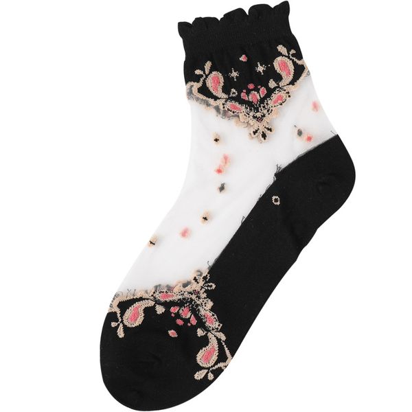 summer women girls lace socks national style ladies elegant crystal sheer silk thin flower embroidery transparent ankle socks, Black;white
summer women girls lace socks national style ladies elegant crystal sheer silk thin flower embroidery transparent ankle socks, Black;white