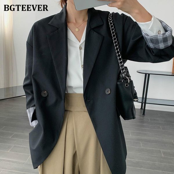 spring double button women suit jackets plaid patchwork female long blazer 2021 casual full sleeve loose ladies coats, White;black
spring double button women suit jackets plaid patchwork female long blazer 2021 casual full sleeve loose ladies coats, White;black