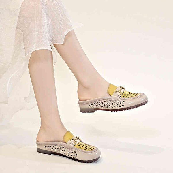 slippers baotou half slippers women's summer hollow out leather shoes fashion wear flat bottom sandals pvyt, Black
slippers baotou half slippers women's summer hollow out leather shoes fashion wear flat bottom sandals pvyt, Black