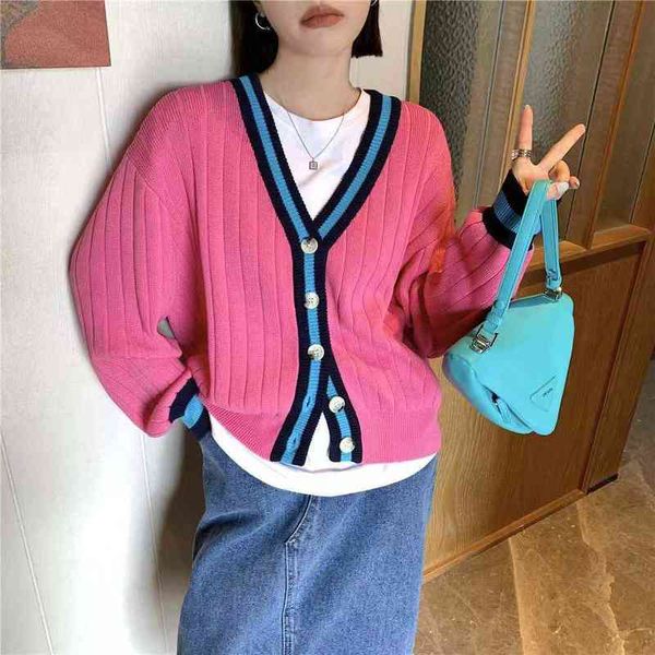 women sweater women's patchwork color long sleeve v neck cardigan spring autumn chic single breasted knitte t220824, White;black
women sweater women's patchwork color long sleeve v neck cardigan spring autumn chic single breasted knitte t220824, White;black