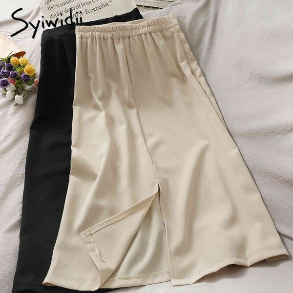 casual side zipper skirt women high waist solid black midcalf aline slit summer office lady fashion skirts 210415
casual side zipper skirt women high waist solid black midcalf aline slit summer office lady fashion skirts 210415