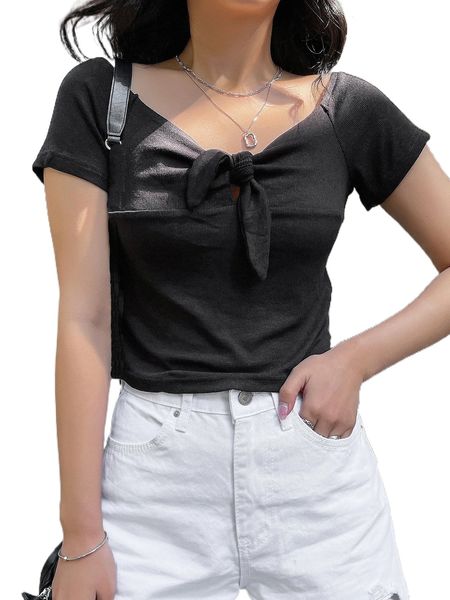 dazy ribbed knit knot front tee f8jg#, White
dazy ribbed knit knot front tee f8jg#, White