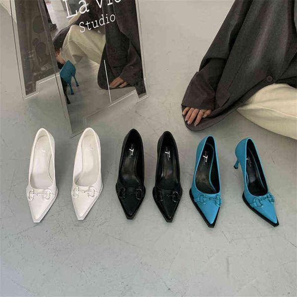 metal buckle slim high heel shoes for women 2022 spring summer new style solid color point toes simple design female pumps 220711, Black
metal buckle slim high heel shoes for women 2022 spring summer new style solid color point toes simple design female pumps 220711, Black