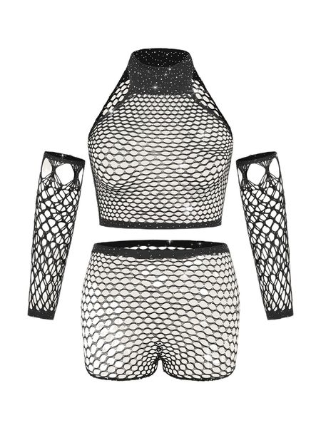 plus 4pack hollow out rhinestone lingerie set x2bn#, Black;white
plus 4pack hollow out rhinestone lingerie set x2bn#, Black;white