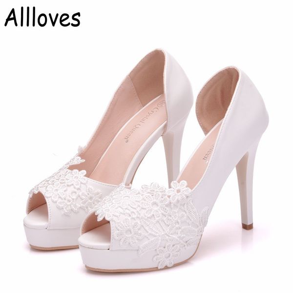 white lace wedding shoes high heels elegant peep toe solid color women shoes sandals cl0234, Black
white lace wedding shoes high heels elegant peep toe solid color women shoes sandals cl0234, Black