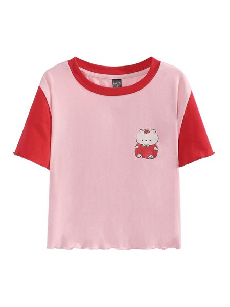 x koeristars colorblock cartoon graphic lettuce trim tee p3wt#, White
x koeristars colorblock cartoon graphic lettuce trim tee p3wt#, White