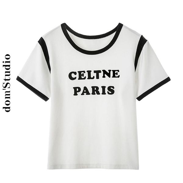 ski by t-shirt versatile loose color block letters inside short women's spring and summer new, White
ski by t-shirt versatile loose color block letters inside short women's spring and summer new, White