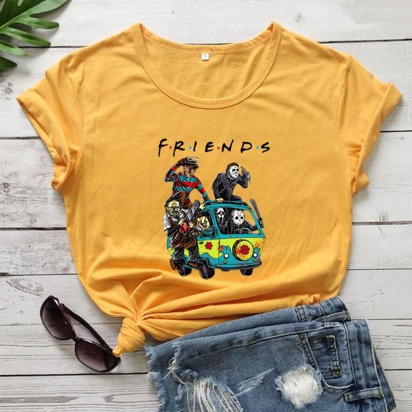 women's t shirts colored halloween horror movie show friends cotton women graphic grunge casual t shirt tee, White
women's t shirts colored halloween horror movie show friends cotton women graphic grunge casual t shirt tee, White