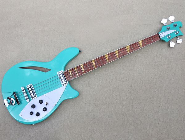 4 string semi-hollow body electric bass guitar with chrome hardware white pickguard
4 string semi-hollow body electric bass guitar with chrome hardware white pickguard