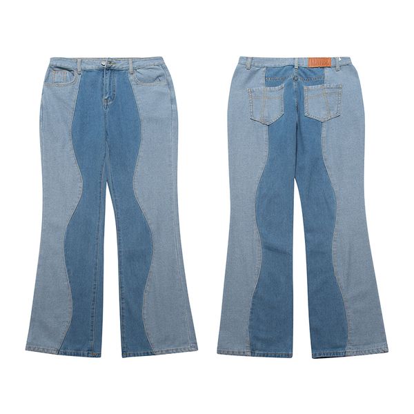 straight patchwork color match wide leg mens jeans pants pockets streetwear loose casual denim trousers oversized, Blue
straight patchwork color match wide leg mens jeans pants pockets streetwear loose casual denim trousers oversized, Blue