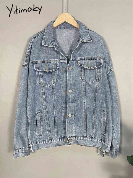 yitimoky jean jacket for women oversized button long sleeve denim coat turn down collar casual streetwear ladies blue outerwear l220714, Black;brown
yitimoky jean jacket for women oversized button long sleeve denim coat turn down collar casual streetwear ladies blue outerwear l220714, Black;brown