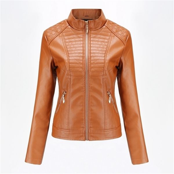 spring autumn black leather jacket women biker jacket leather coat women good quality womens pu faux leather yellow beige lj201126 
spring autumn black leather jacket women biker jacket leather coat women good quality womens pu faux leather yellow beige lj201126