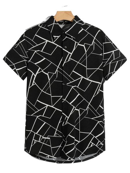 men allover geo print shirt x7nj#, White;black
men allover geo print shirt x7nj#, White;black
