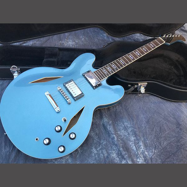 chinese electric guitar g jazz dg metallic blue color hollow body chrome hardware rosewood 6 strings
chinese electric guitar g jazz dg metallic blue color hollow body chrome hardware rosewood 6 strings