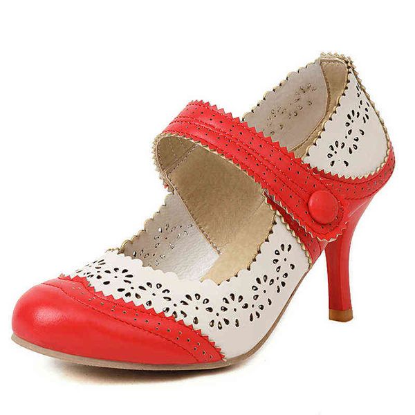 dress shoes lucyever 2022 mixed color hollow out pumps women vintage ankle strap thin high heels woman pu leather party plus size 43 220425, Black
dress shoes lucyever 2022 mixed color hollow out pumps women vintage ankle strap thin high heels woman pu leather party plus size 43 220425, Black
