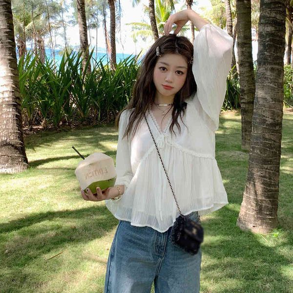 women's polos jti xianqi v-neck lace chiffon blouse women's 2022 spring korean long sleeved blouse shows thin temperament small wo, White
women's polos jti xianqi v-neck lace chiffon blouse women's 2022 spring korean long sleeved blouse shows thin temperament small wo, White
