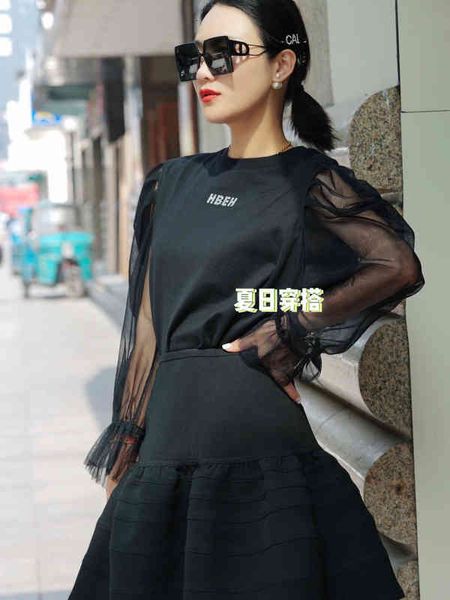women's t-shirt 2022 spring and summer designer hepburn style bubble sleeve crimped mesh splicing sleeve women gmos, White
women's t-shirt 2022 spring and summer designer hepburn style bubble sleeve crimped mesh splicing sleeve women gmos, White