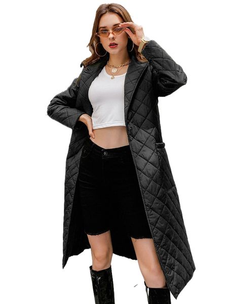 simplee open front patch pocket belted quilted padded coat x6rs#, Black
simplee open front patch pocket belted quilted padded coat x6rs#, Black