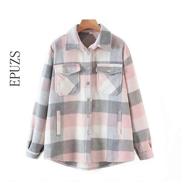 women green plaid shirt jacket women and blouse winter thick wool shirt coat casual long skeeve plus size shirt female 210326, White
women green plaid shirt jacket women and blouse winter thick wool shirt coat casual long skeeve plus size shirt female 210326, White