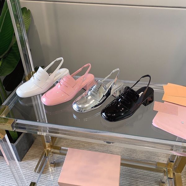 2022 ladies designer sandals luxury back space series high heel chunky heel slippers flat cowhide patent leather dress, Black
2022 ladies designer sandals luxury back space series high heel chunky heel slippers flat cowhide patent leather dress, Black
