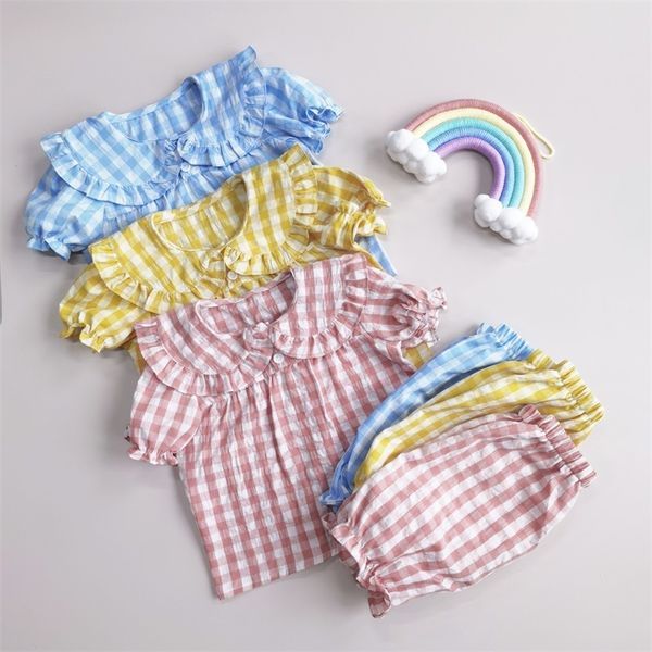 kids pajamas set summer sleepwear plaid style clothes girls cute homewear clothing suits 220706, Blue;red
kids pajamas set summer sleepwear plaid style clothes girls cute homewear clothing suits 220706, Blue;red
