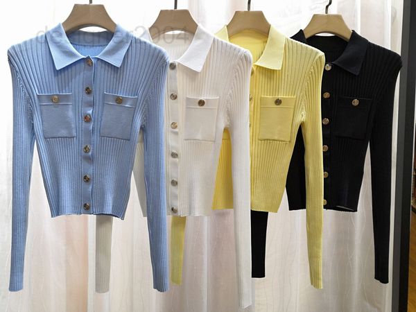 women's sweaters designer 20ss balman knit slim polo lapel ice silk backing sweater sweater short gold button txgg, White;black
women's sweaters designer 20ss balman knit slim polo lapel ice silk backing sweater sweater short gold button txgg, White;black