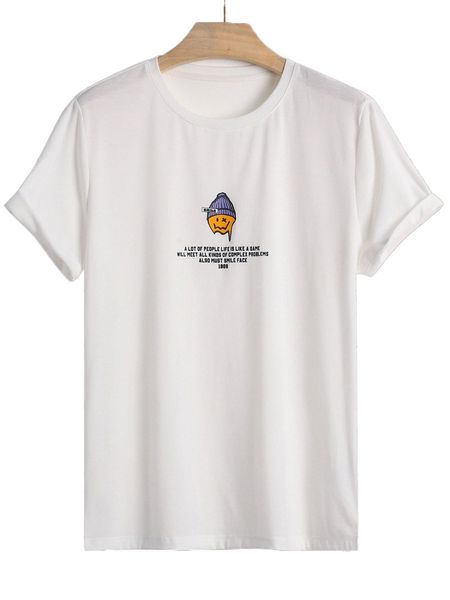 men cartoon and slogan graphic tee l2c2#, White;black