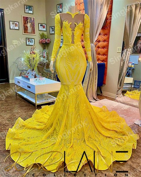 luxury mermaid prom dresses yellow long sleeves sequins birthday party gowns evening dresses formal robe de soirée femme, Black
luxury mermaid prom dresses yellow long sleeves sequins birthday party gowns evening dresses formal robe de soirée femme, Black