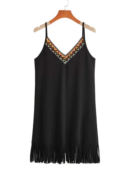 geo embroidery tape fringe trim cami dress l04v#, Black;gray
geo embroidery tape fringe trim cami dress l04v#, Black;gray