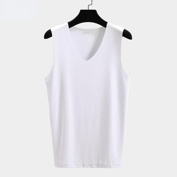 men' tank mens ice silk modal solid color undershirt seamless sleeveless summer breathable man plus size v-neck underwear vestmen, White;black
men' tank mens ice silk modal solid color undershirt seamless sleeveless summer breathable man plus size v-neck underwear vestmen, White;black