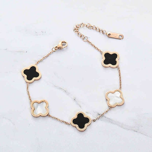 lucky clover korean couple simple bracelet 18k rose gold non fading titanium steel bracelet, Black
lucky clover korean couple simple bracelet 18k rose gold non fading titanium steel bracelet, Black