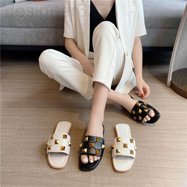 slippers designer rivet sandals women wear out summer fashion net red flat bottomed open toe beach shoes women's band slippers imnu, Black
slippers designer rivet sandals women wear out summer fashion net red flat bottomed open toe beach shoes women's band slippers imnu, Black