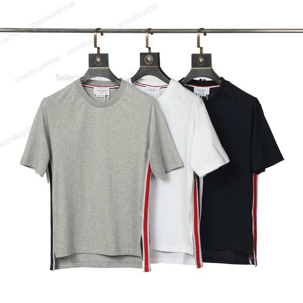 22 fashion luxury brand tb-thom short sleeve t shirts yarn dyed round neck red white and blue ribbon korean casual, White;black
22 fashion luxury brand tb-thom short sleeve t shirts yarn dyed round neck red white and blue ribbon korean casual, White;black