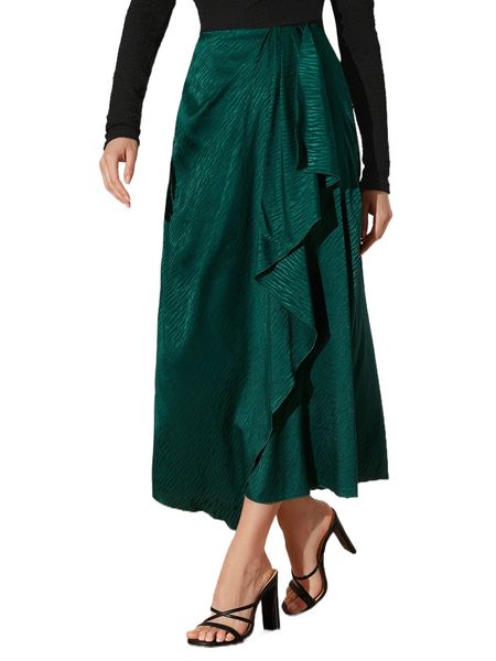 high waist ruffle wrap skirt i41x#, Black
high waist ruffle wrap skirt i41x#, Black