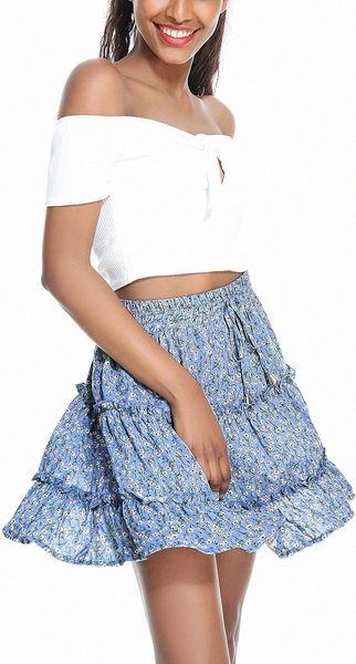 womens summer elastic high waist floral print ruffle swing skirt polka dot mini skirt with drawstring v0jp#, Black
womens summer elastic high waist floral print ruffle swing skirt polka dot mini skirt with drawstring v0jp#, Black