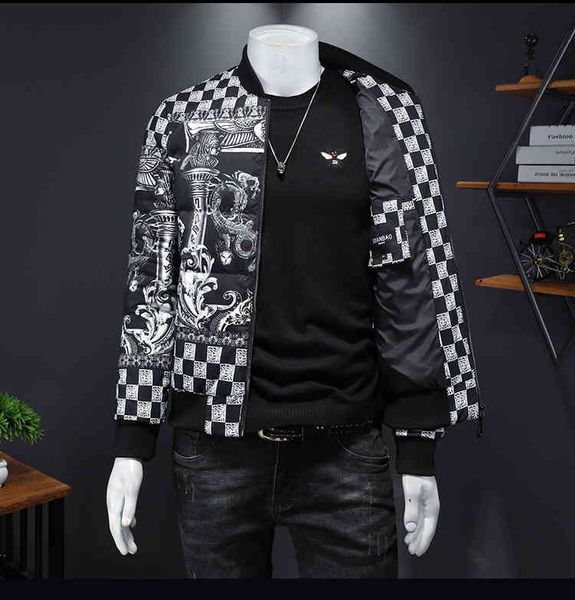 fashion new men's down jacket luxury brand designer wholesale winter thickened warm slim stand collar printed trend, Black
fashion new men's down jacket luxury brand designer wholesale winter thickened warm slim stand collar printed trend, Black